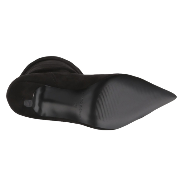 MARC FISHER 9 MANYA MID CALF RUCHED KITTEN HEEL BOOT BOOTIE BLACK NIB - Picture 7 of 11